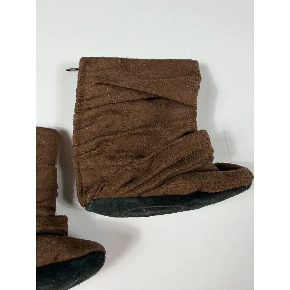 Gracious May Brown Suede Knot Bow Soft Sole Baby Boots 18-24 Months
